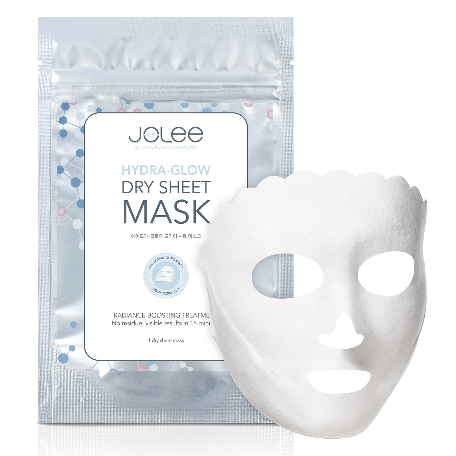 JoLee Hydra-Glow Dry Sheet Mask, NEW & INNOVATIVE Liquid & Mess Free Technology Detox Facial Sheet Mask, Anti-Ageing, Face Revitalizing, Instant Glow, Hydrates Refreshes Skin, Multi-use