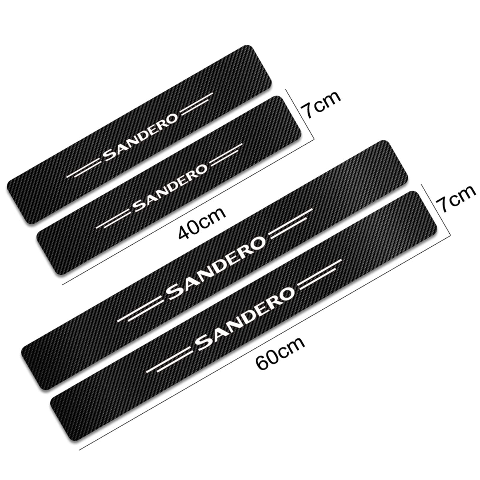 4 Pezzi Fibra di Carbonio Battitacco per Auto Sticker, per Ren-Ault Dacia Sandero, Esterno Battitacco Protezione Plates Anti-Graffio Scuff Adesivi Decorativi Accessori,Black