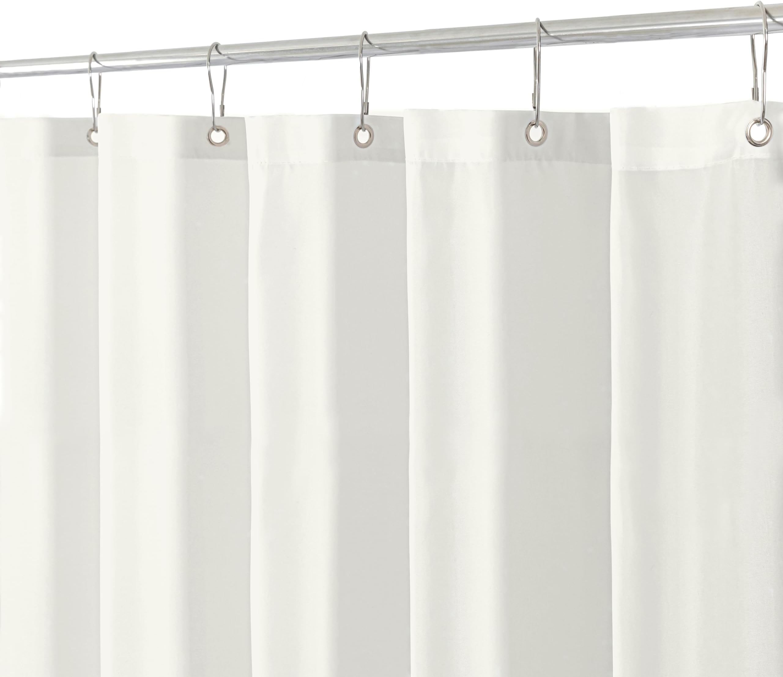 Extra Long Fabric Shower Curtain Liner 72 Inch Width by 84 Inch Length, Ivory Water Resistant Bathroom Curtain, Rust Resistant Grommets Top Machine Washable