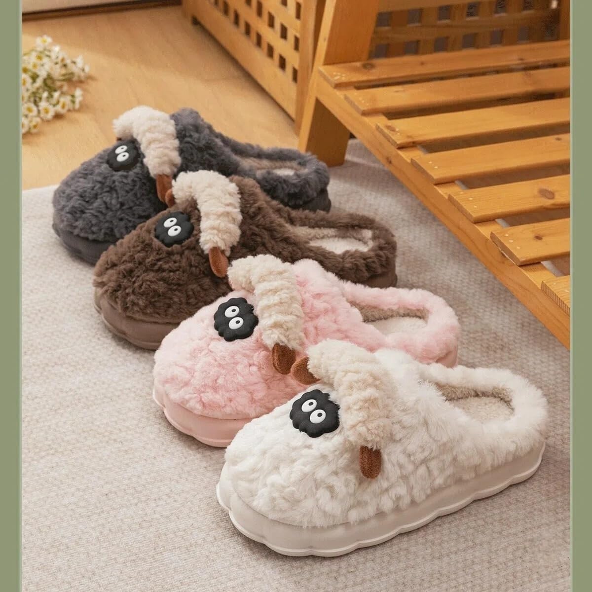 ELONEL Cute Cotton Slippers For Women, Winter Thick Soled, Comfortable, Warm, Anti Slip, Odor Proof, And Plush Cotton slippers - Image 8