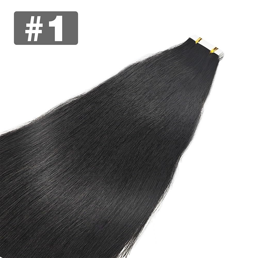 Przedłużanie włosów Peruki dla kobiet, niewidoczne, bezszwowe przedłużki do włosów z gumką 50 g, 20 szt.(Black,16 inch)