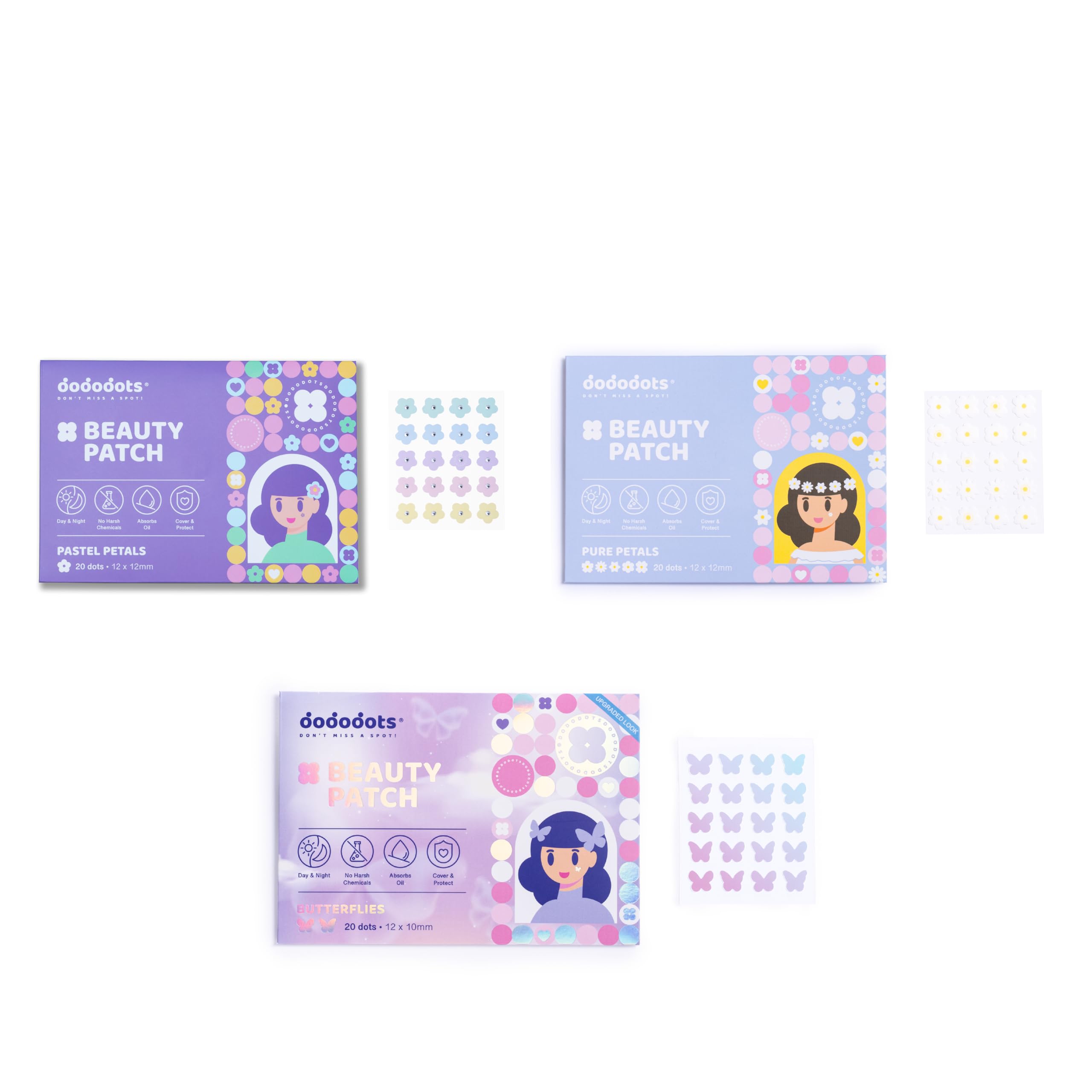 Dododots Butterfly and Flower Pimple Patches - Cute Acne Hydrocolloid Patch Face Pimple Patches for Zit Spot and