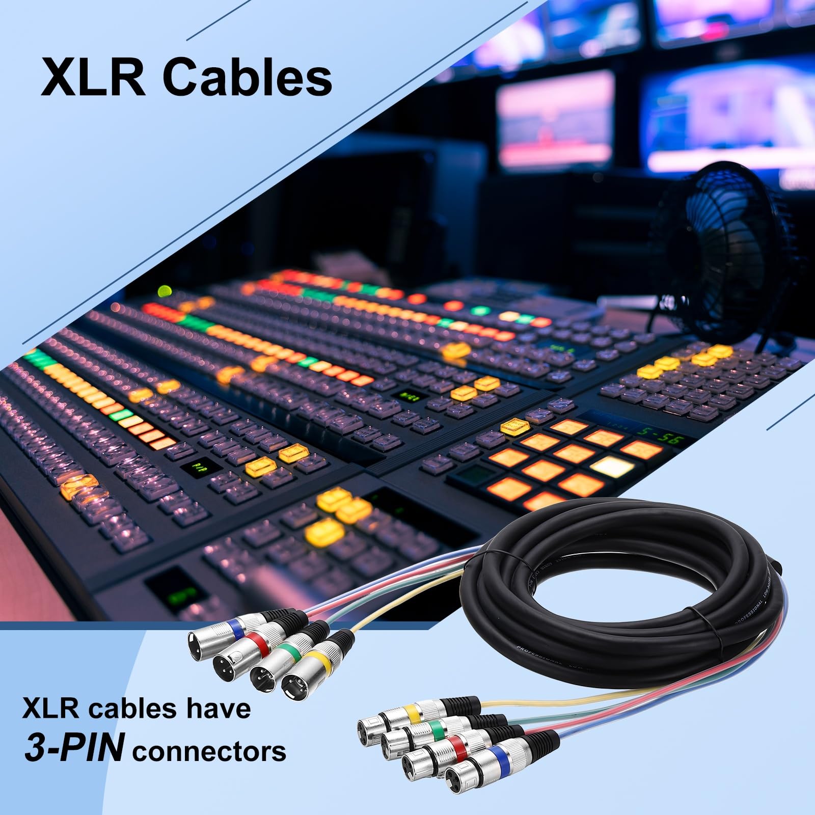 QUARKZMAN 1 Unidad Cable XLR Multicable 4 Canales 4 Cables XLR Macho A Hembra Micrófono Cable Micrófono Balanceado Vías Escenario Estudio Grabación En Viviente 32.8