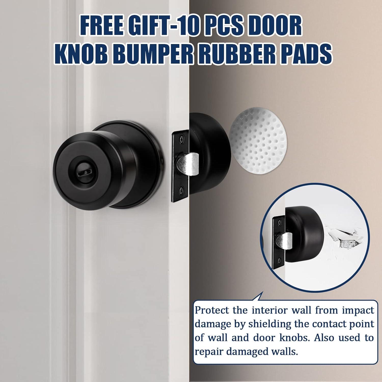 10 Pack Matte Black Door Knobs Privacy Interior Lock Passage Bedroom Bathroom Keyless Doorknob Door Handle Lockset Hardware and Instruction Included