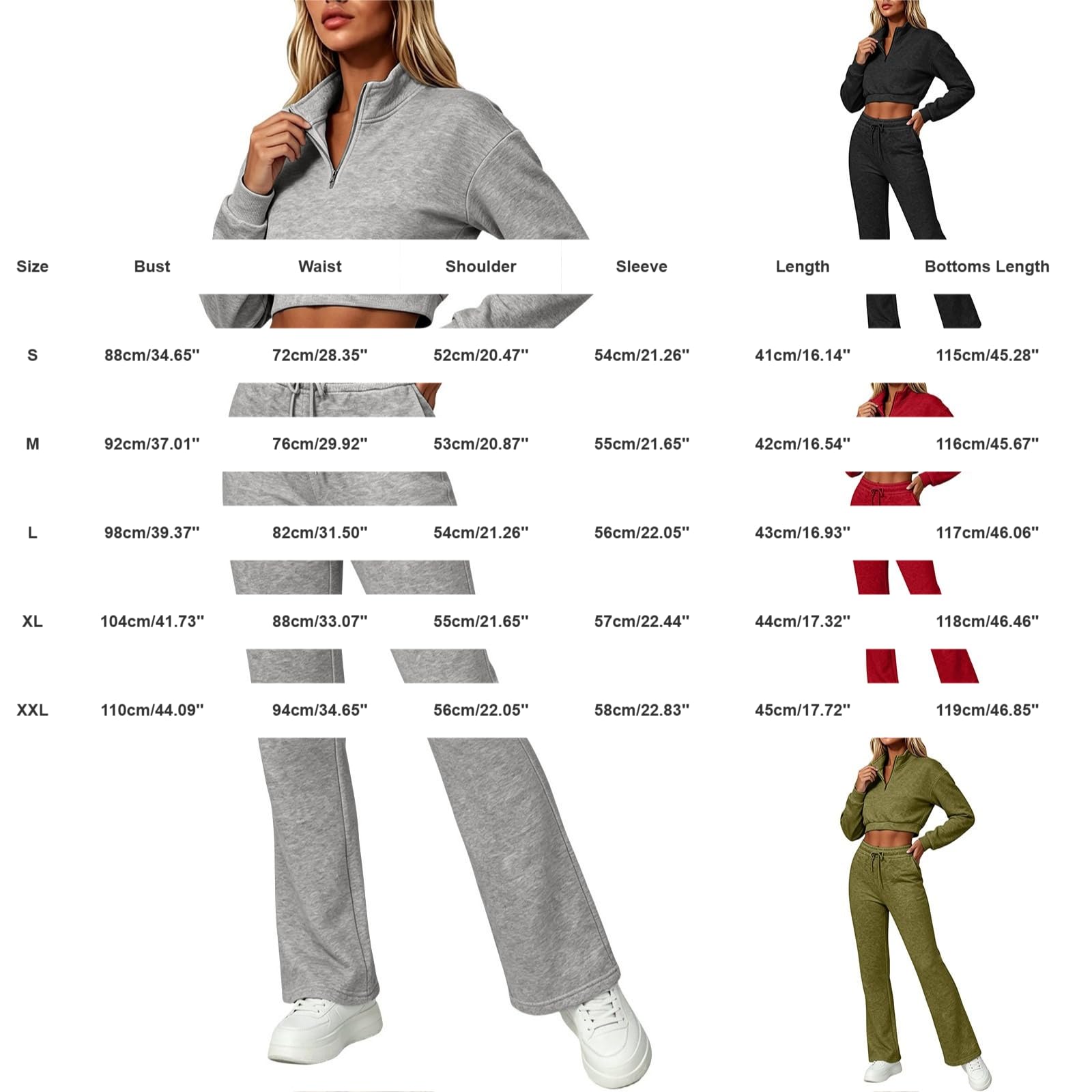 Tuta da jogging da donna, set baggy, tuta sportiva da donna per fitness | Felpa corta con cappuccio Y2K, pantaloni da jogging a gamba larga, pantaloni da jogging in due pezzi, casual, 2 pezzi