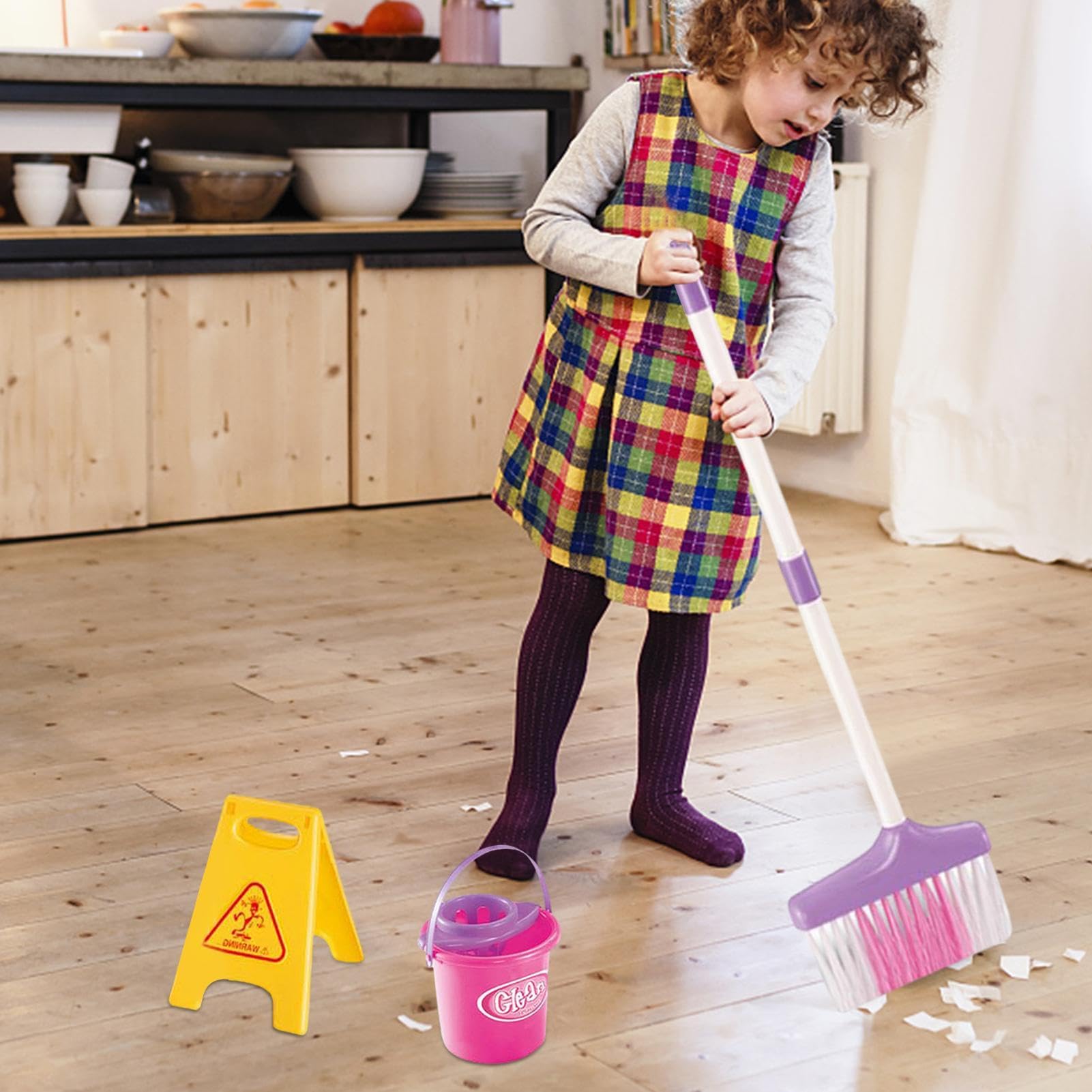 Kit De Nettoyage Pour Tout-petits – Balai Et Accessoires – Jeu De Rôle Ménage – Cadeau Simulé