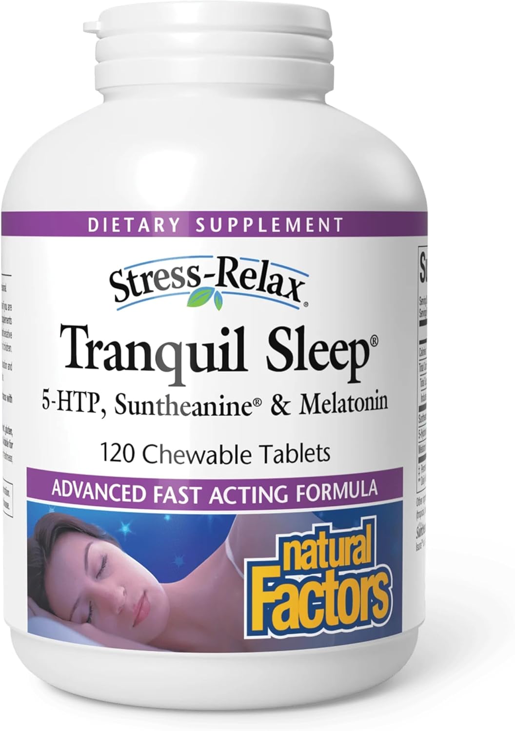 Natural Factors Stress-Relax Tranquil Sleep Chewable, Supports The Full Sleep Cycle, 120 Tablets Natural Factors Stress-Relax Tranquil Sleep Chewable, Supports The Full Sleep Cycle, 120 Tablets