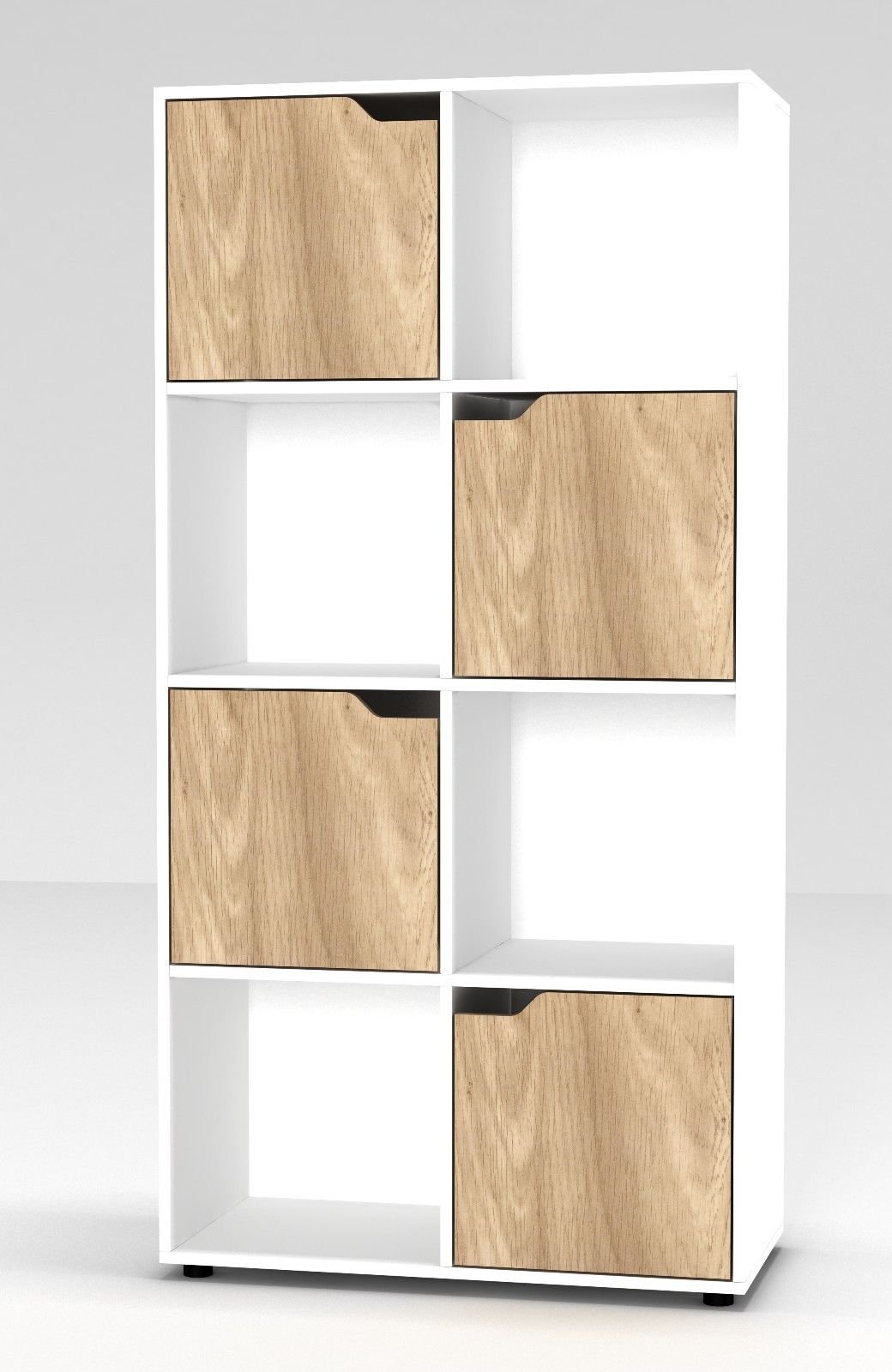 URBNLIVING Wooden White 8 Cubed Bookcase With 4 Oak Doors โ image 1