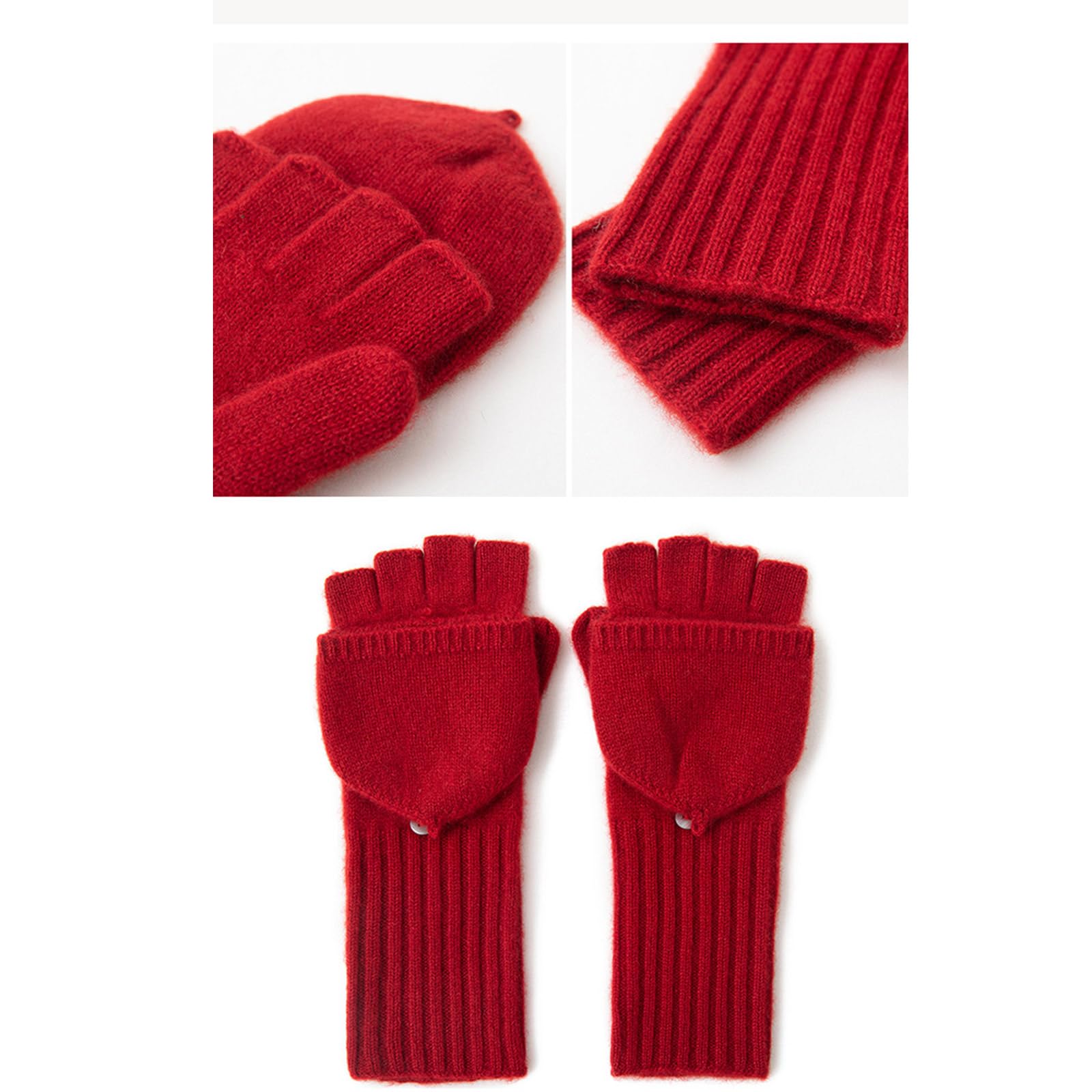 Guantes de invierno unisex de mezcla de lana, medio dedo con parte superior enrollable, para ciclismo al aire libre, accesorio de mano, accesorio de invierno, diseño unisex, mezcla de lana de