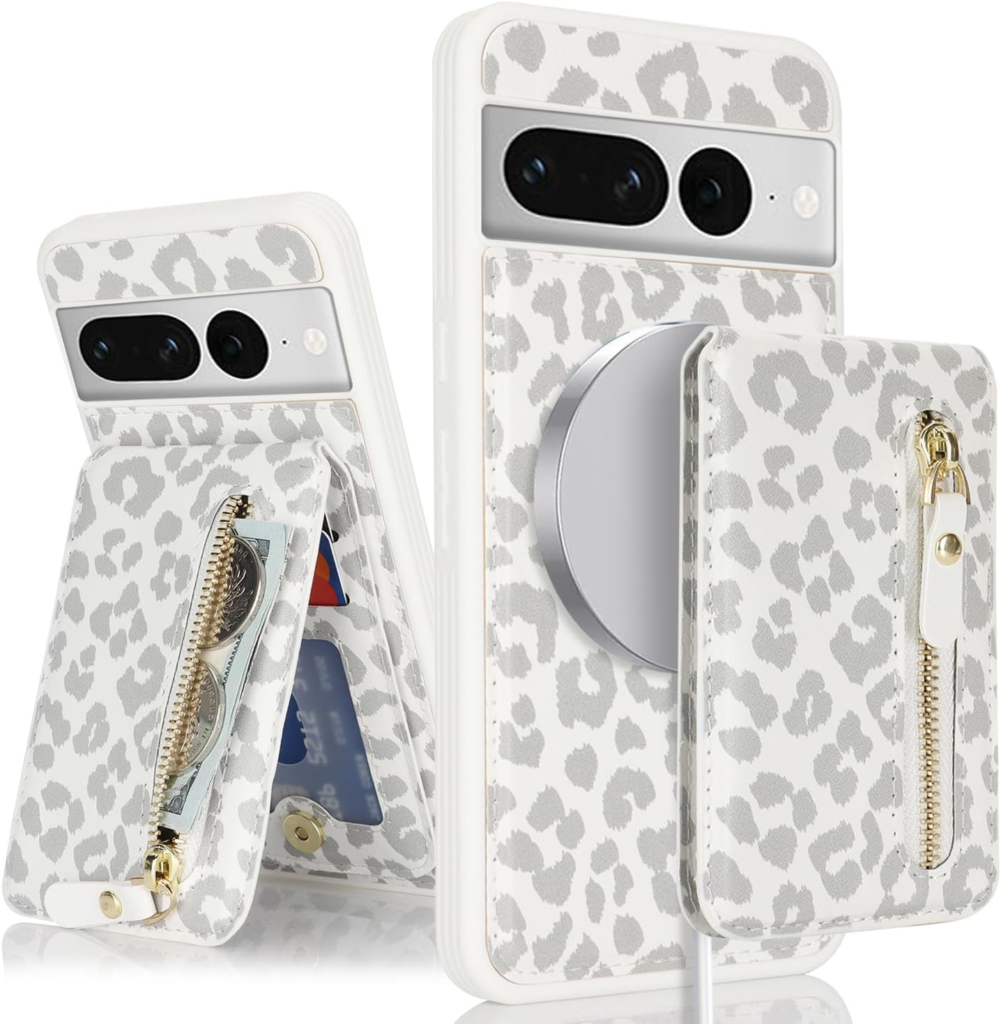 SailorTech Google Pixel 7 Pro Phone Case with credit card Holder, Google Pixel 7 Pro Case with Kickstand credit card Slots Wallet Detachable 2-in-1 Zipper Case – White Leopard SailorTech Google Pixel 7 Pro Phone Case with credit card Holder, Google Pixel 7 Pro Case with Kickstand credit card Slots Wallet Detachable 2-in-1 Zipper Case – White Leopard