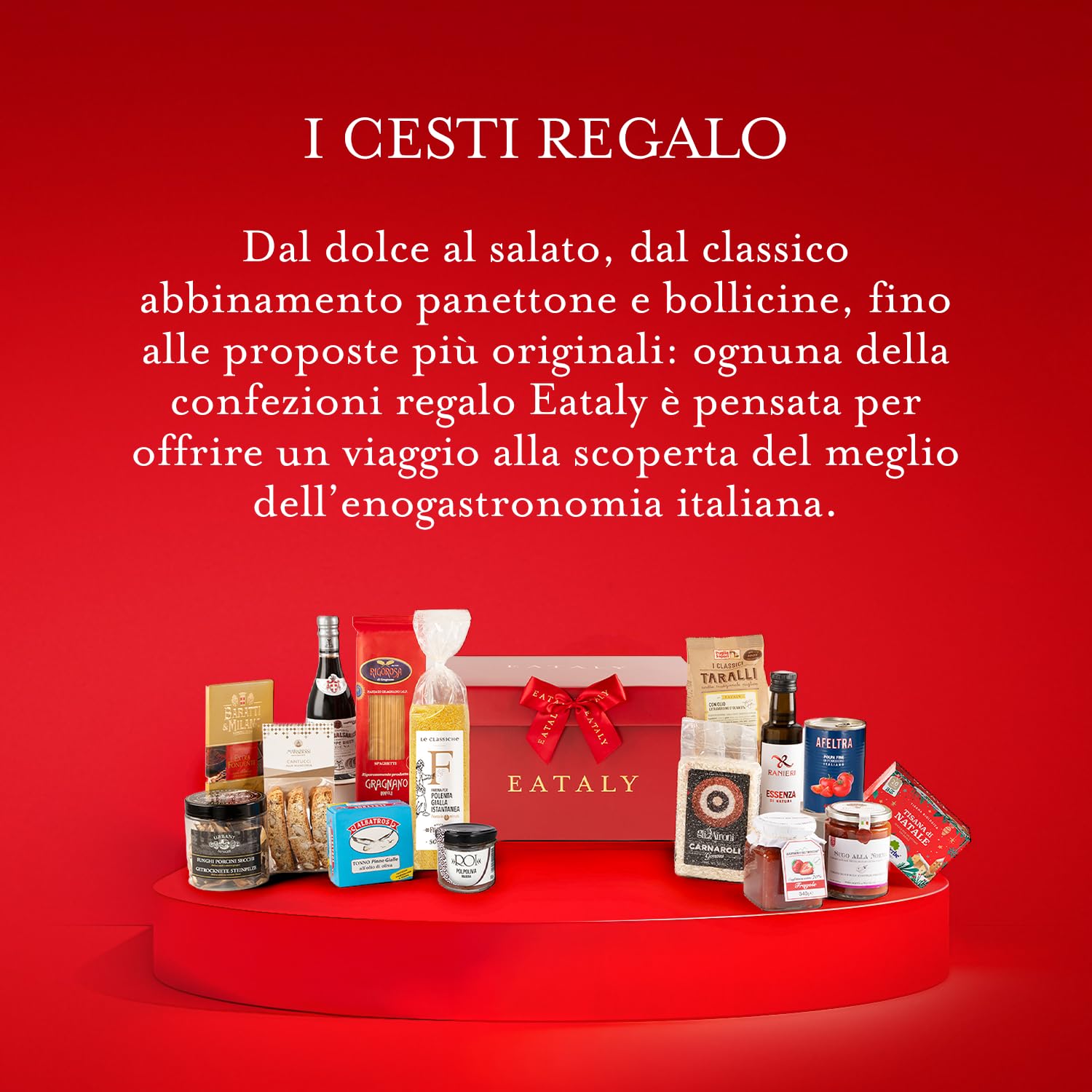 EATALY – Dall'Antipasto al Dolce – Cesto Natalizio con Prodotti Sfiziosi – Box con 15 Prodotti di Qualità – Confezione Elegante – Perfetto per Regali e Occasioni Speciali