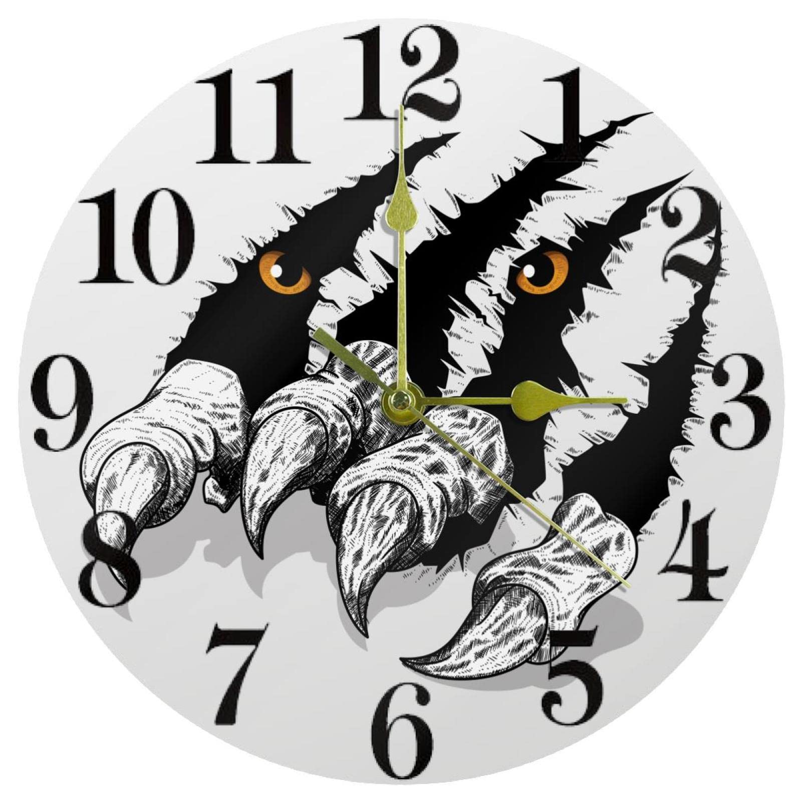 Horloge murale silencieuse sans tic-tac à quartz 25,4 cm motif tigre
