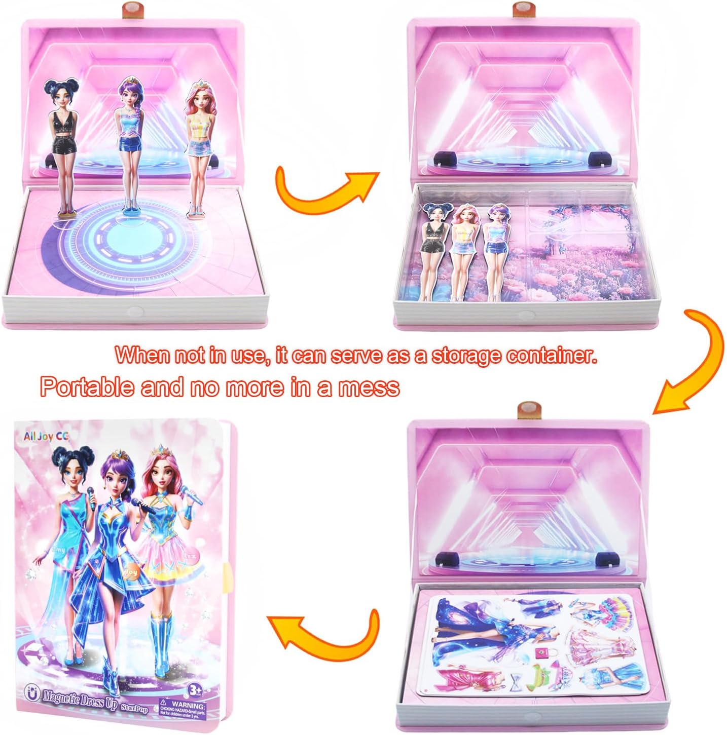 Magnetic Dress up Dolls Box Set - Pop Group Theme Design Fun Mix and Match Play Magnetic Dress up Paper Dolls with Magnetic Stage Background for Girls Creating Imaginative Birthday Gifts