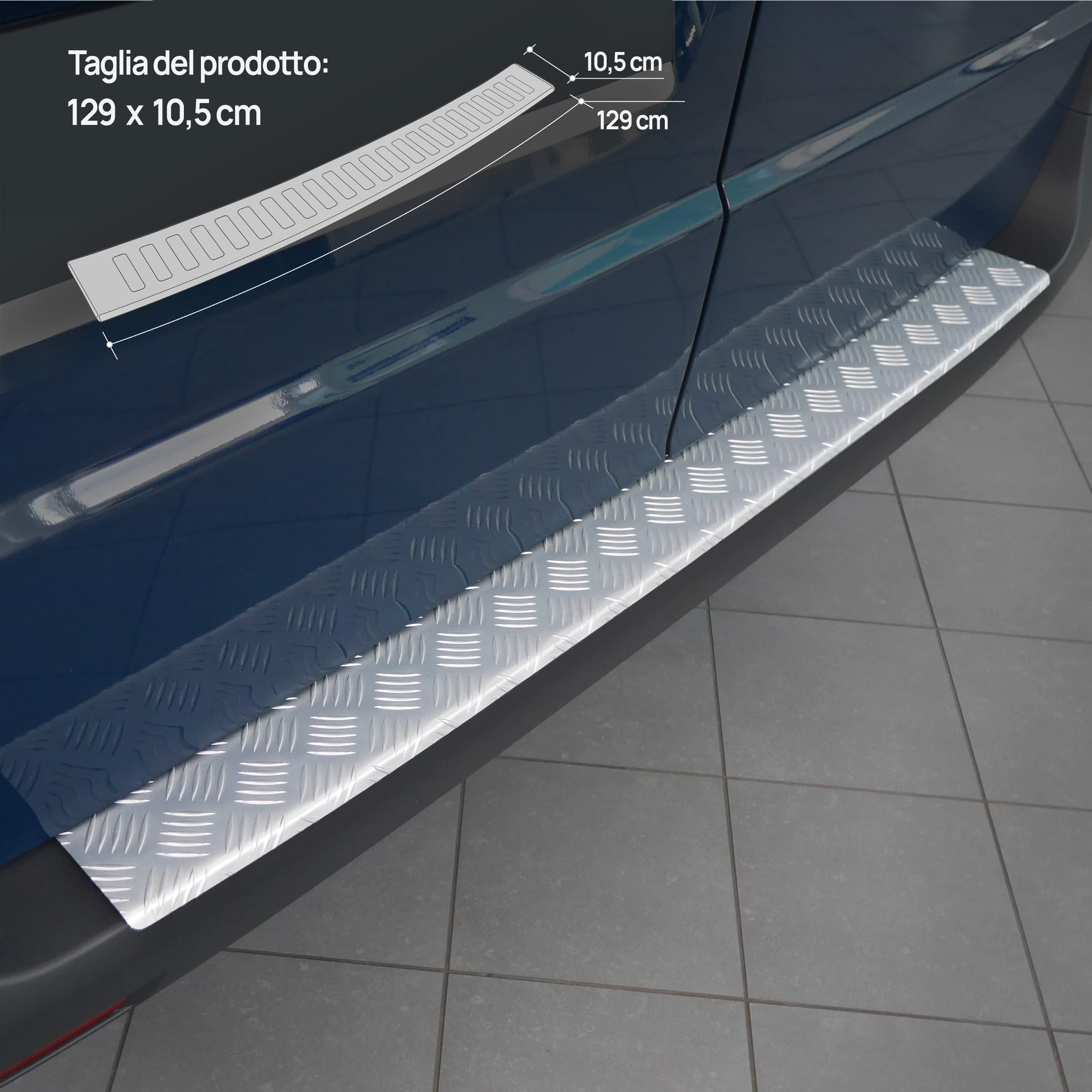 CHROMEMASTER | Protezione paraurti | Compatibile con Mercedes Vito V-Class W447 2014 ; alluminio scanalato; la nostra striscia protettiva protegge il paraurti posteriore dai graffi