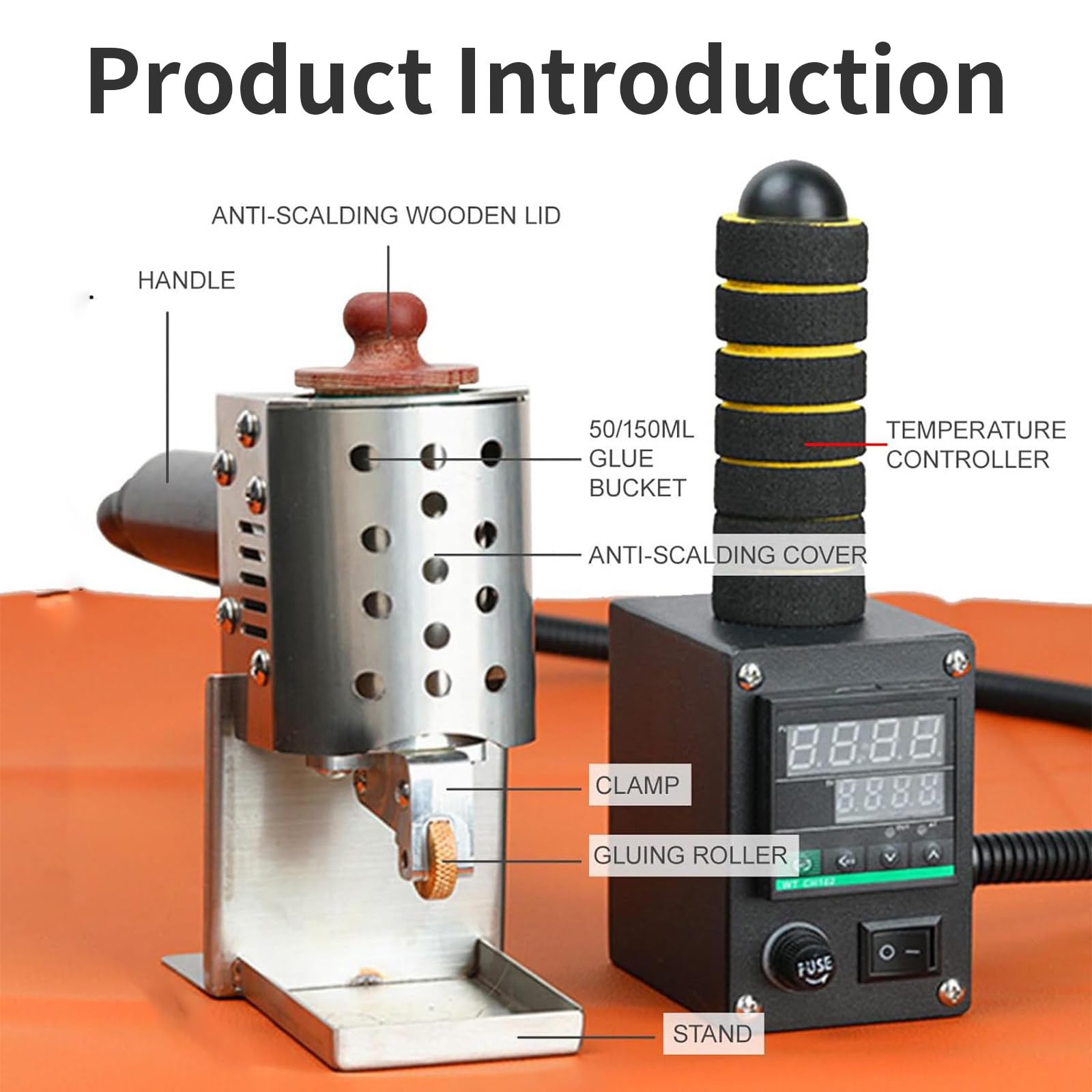 Máquina De Pegamento Termofusible Portátil & Dispensador De Rodillo 50ml~3mm | Control Inteligente 50–250°c, 150w Fusión Rápida, Cap 50/150ml, 9 Tamaños De Rodillo Para Bolsas Y Cartones