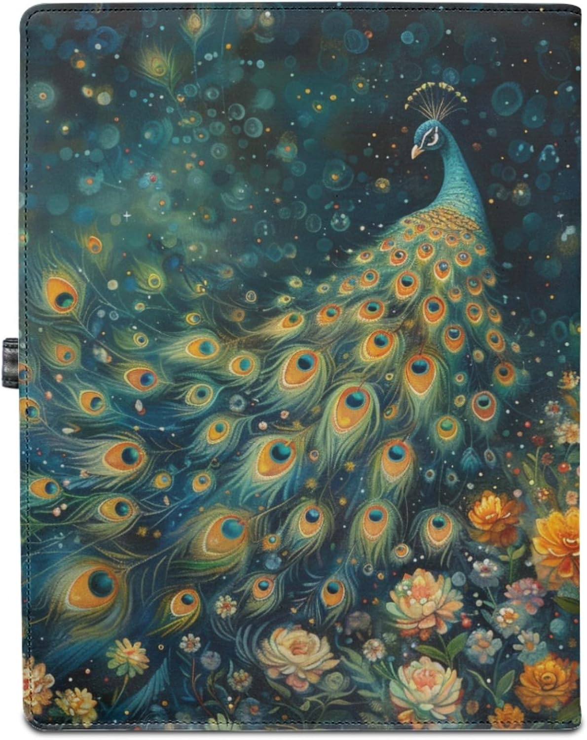 Peacock Portfolio Folder with Button Floral Print Clipboard Folder Resume Portfolio Folder Leather Folder Binder with Clipboard Conference Folder for Work Office
