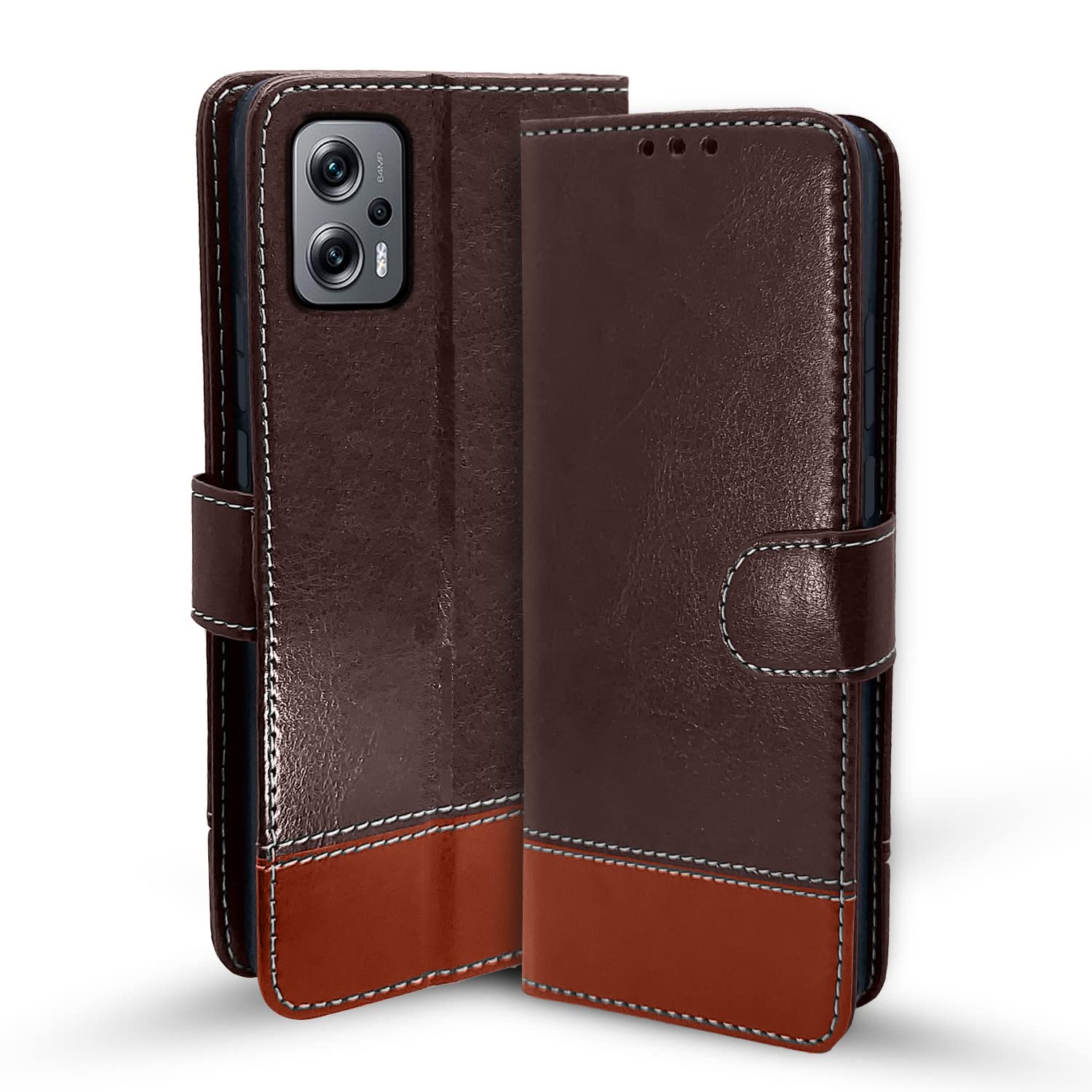 Pikkme Redmi K50i Flip Cover | Dual-Tone PU Leather Finish | Wallet Style & Stand | Magnetic Flip Case for Redmi K50i (Coffee & Brown) (B0B9NJ3W94) Amazon Price History, Amazon Price Tracker