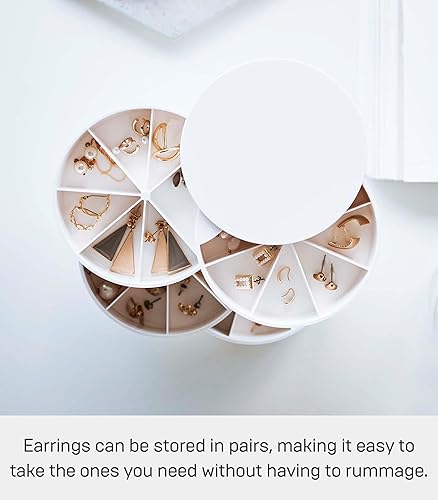 Miniatura 4 de YAMAZAKI Home Tower Sectioned Jewelry Organizer Suministros de arte de uñas Accesorios de pendientes Soporte de almacenamiento Pantalla giratoria -