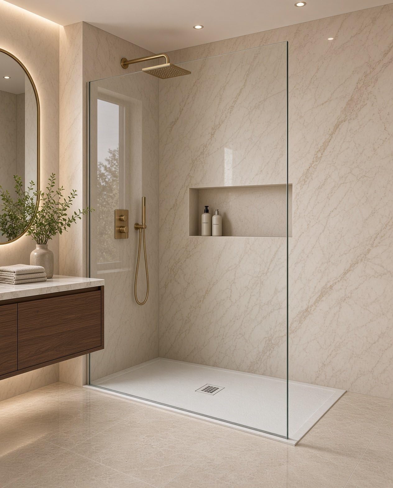 Piatto doccia rettangolare 120x80 cm effetto pietra marmoresina STONE bianco FRANCIA
