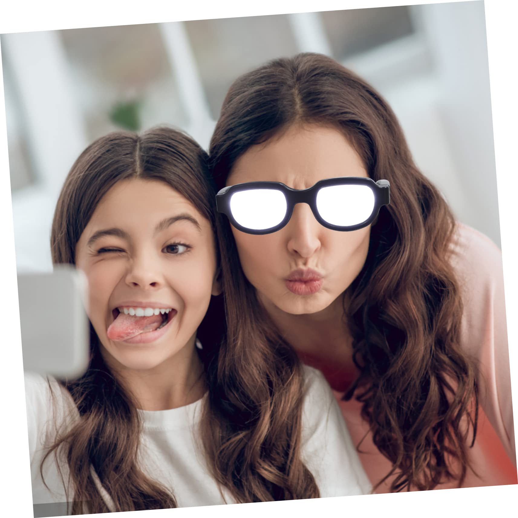 SHERCHPRY Gafas Luces LED Recargables por Usb, Plástico Negro para Fiesta
