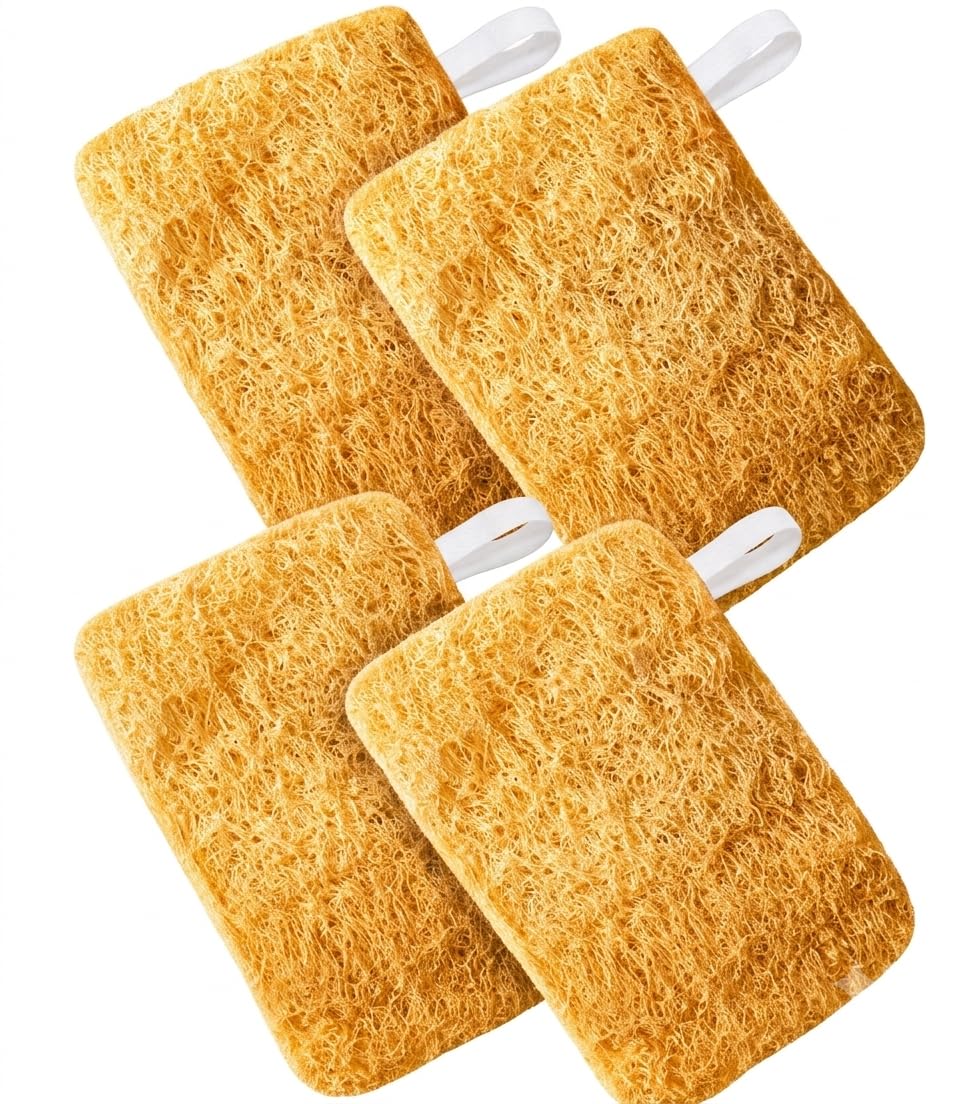 Elarra Naturals Natural Loofah Sponge Rectangle Shape Set of 4 | 100% Real Loofah Bath Scrubber for Body Exfoliation | Dead Skin Remover | Eco Friendly Shower Sponge for Men & Women-image-37