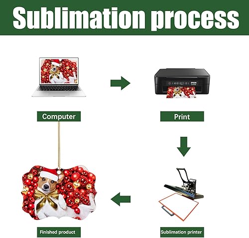 Miniatura 6 de 20 adornos de sublimación de metal de 3.9 x 2.8 pulgadas, adornos de sublimación de doble cara, adornos de Navidad de sublimación en blanco para