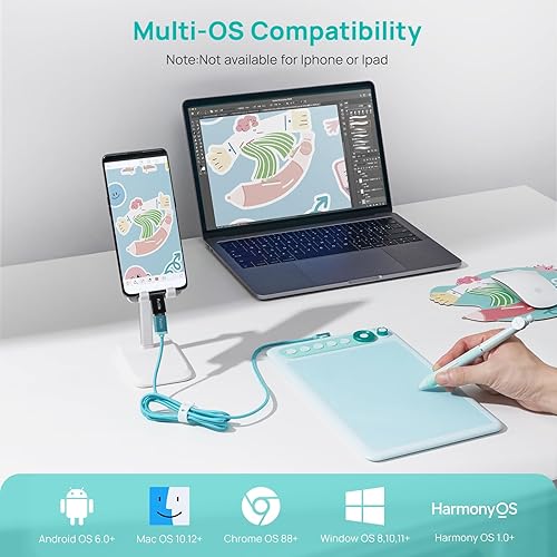 Miniatura 2 de Parblo Intangbo X7 - Tabletas gráficas de 7.2 x 4.5 pulgadas, tableta de dibujo digital con interruptor de modo, 6 teclas personalizadas, lápiz