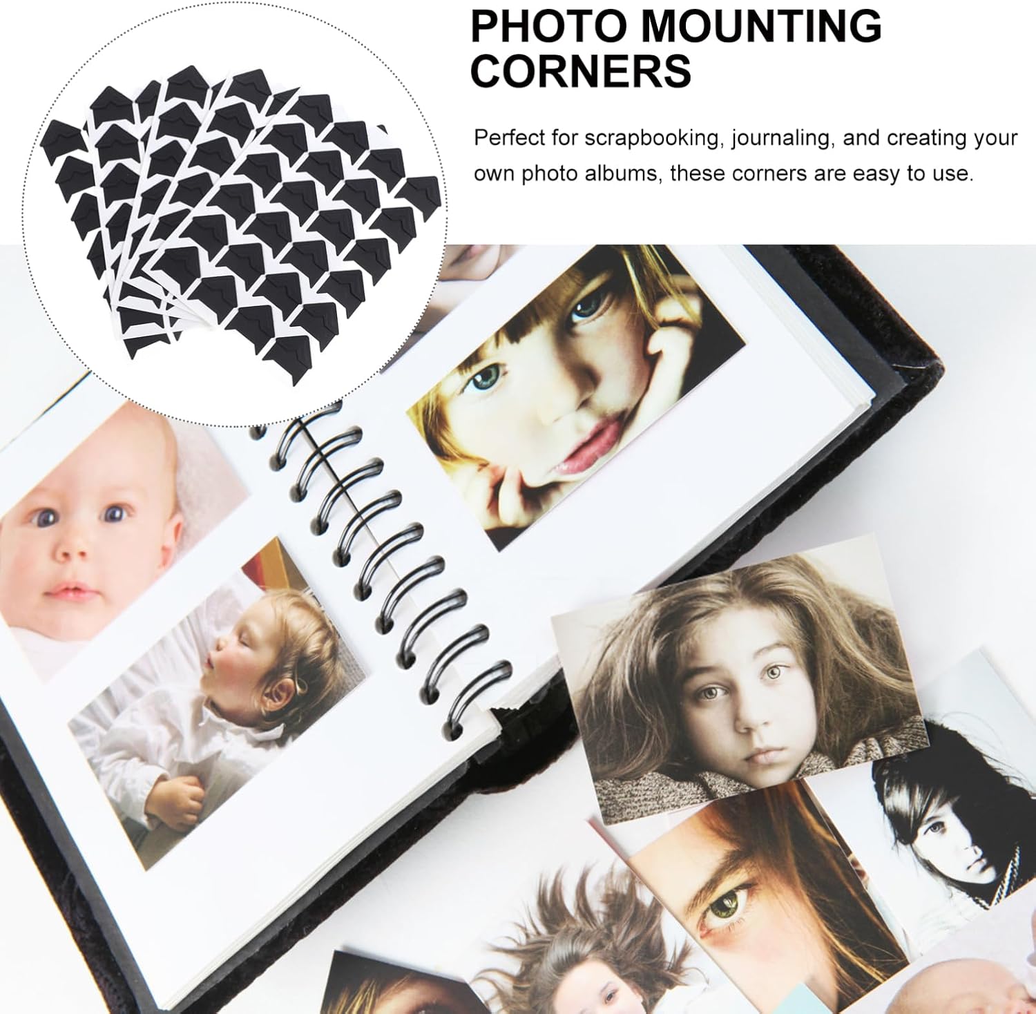 DOITOOL Self Adhesive Picture Corners for Scrapbooking Photo Mounting Corners for DIY Albums Clean Professional Look Versatile Use for Journals and Memory Books