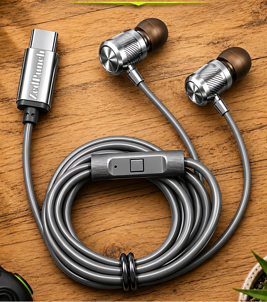 Gaming Type-C Wired Earphone, Metal Build, 10mm Dynamic Bass Driver, 1.2m Braided Cable, with HD Mic 1 Button Control, HD Calling, Voice Assistant, & Magnetic (Light Grey)-image-28