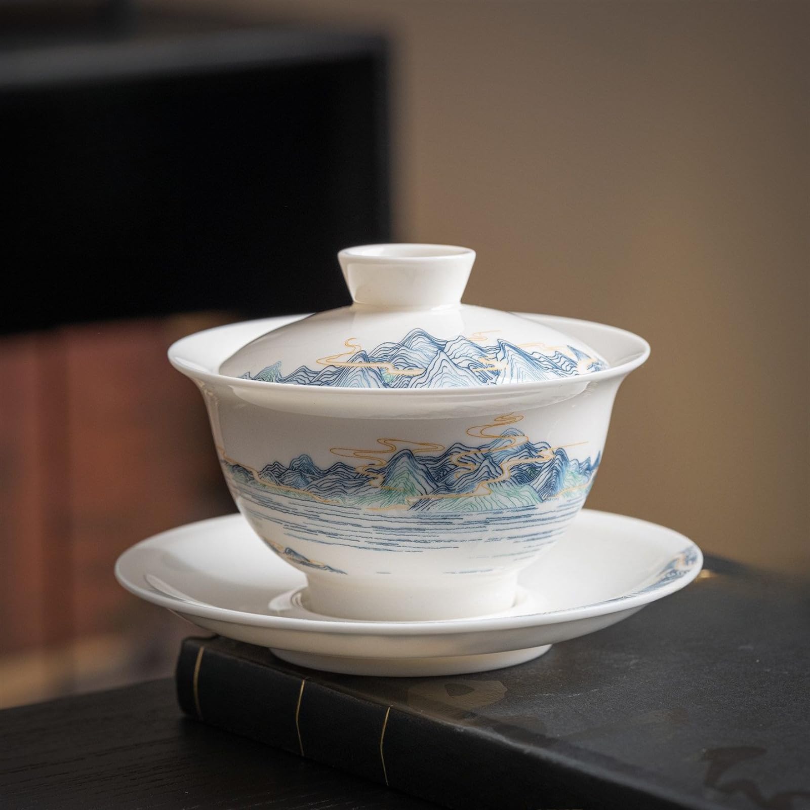 Gaiwan en porcelaine de jade 200ml pour service à thé Kung Fu traditionnel