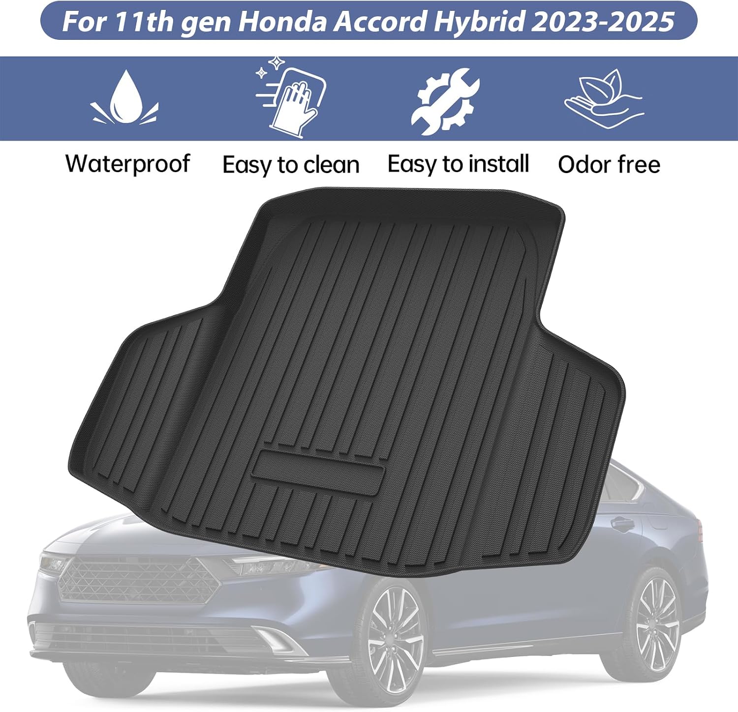 PSLER for & Hybrid 2023 2024 11th Generation Cargo Liner Custom Trunk Mats for All Weather Trunk Liner Tray 3D Cargo Mats Floor Liners Waterproof Snowproof