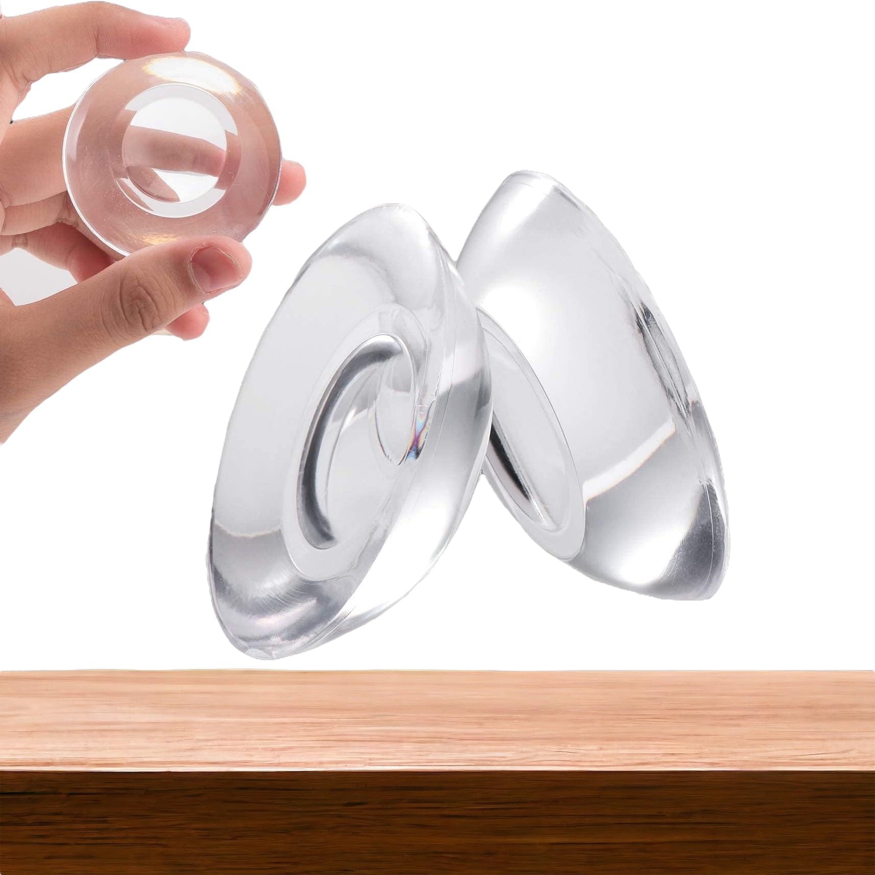 - Wash and Reusable Door Knob Wall Protector Transparent Round Silicone Glossy Door Handle Bumper for Doorknobs, Headboard, Refrigerator Door, Cabinets (Round Pack of 6)