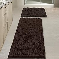 Vista 15 de BOANKODU Juegos de Alfombras de Baño de 2 Piezas, Alfombra de Baño de Chenilla Extra Suave Ultra Absorbente, Alfombra de Baño con Fondo