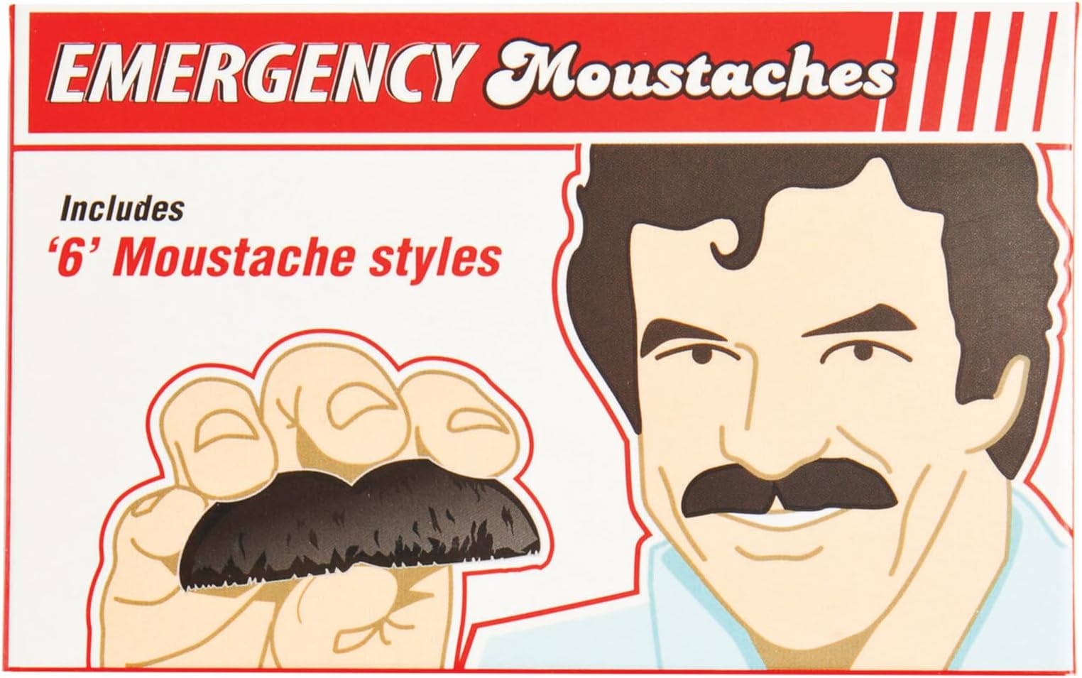Gift Republic Emergency Moustaches, Black/Brown/Grey, One Size