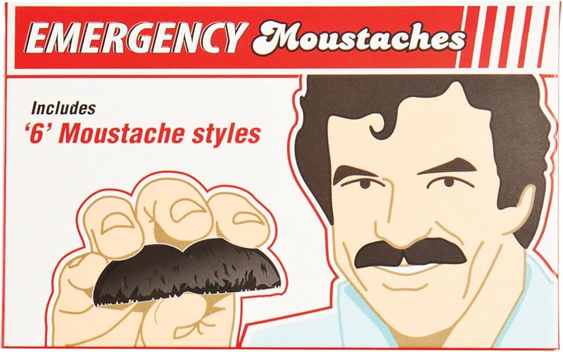 Gift Republic Set of 6 Fun Novelty Stick-On Mustaches 6 Styles Perfect for Fancy Dress, Parties, and Movember Easy-to-Use Emergency Moustaches