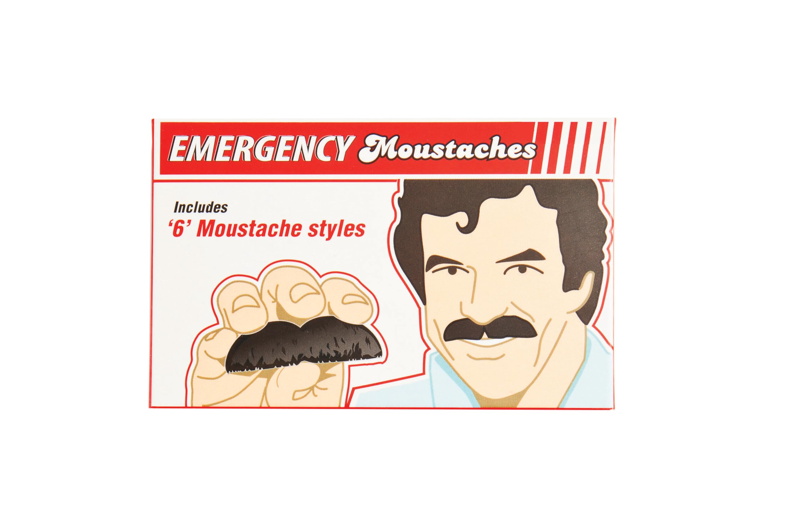 Gift Republic Emergency Moustaches, Black/Brown/Grey, One Size