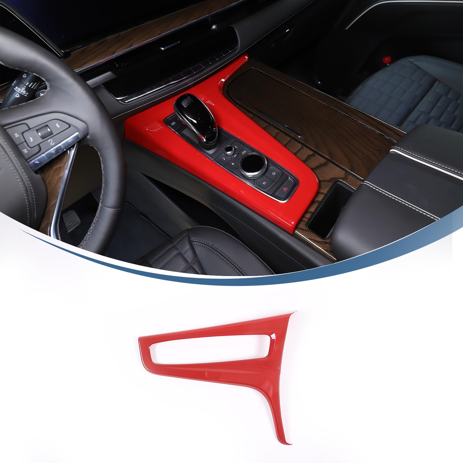 Gear Shift Panel Cover for Cadillac Escalade 2021-2024 2025 Accessories, ABS Material Car Center Consoles Gear Shifter Panel Protective Frame Trim (Sports Red)