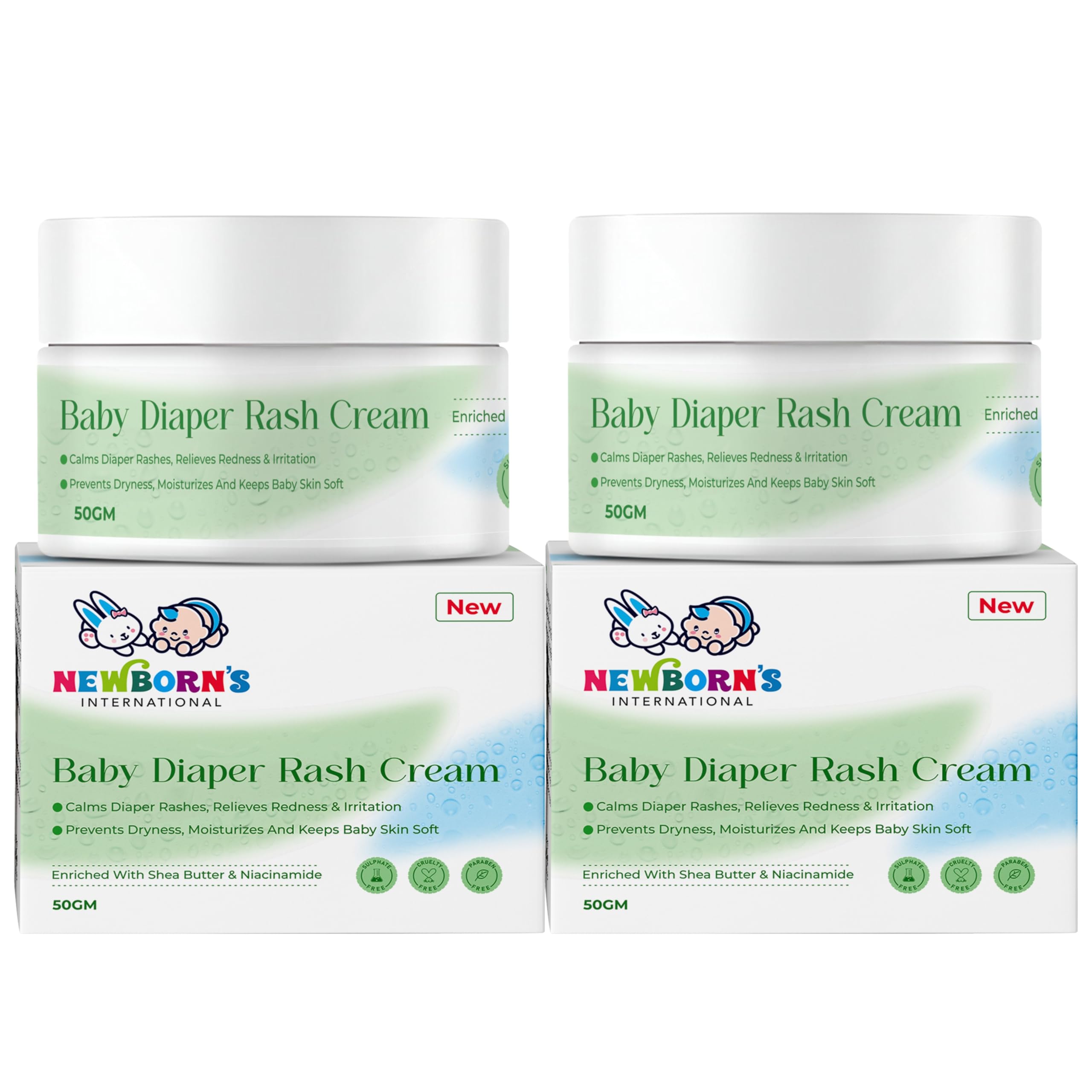 Newborn's Gentle Baby Diaper Rash Cream - 50gram (Pack Of 2) | Relieves Rashes | Reduces Redness & Irritation | Fast Relief For Sensitive Skin | Prevents Dryness | No Harsh Chemicals