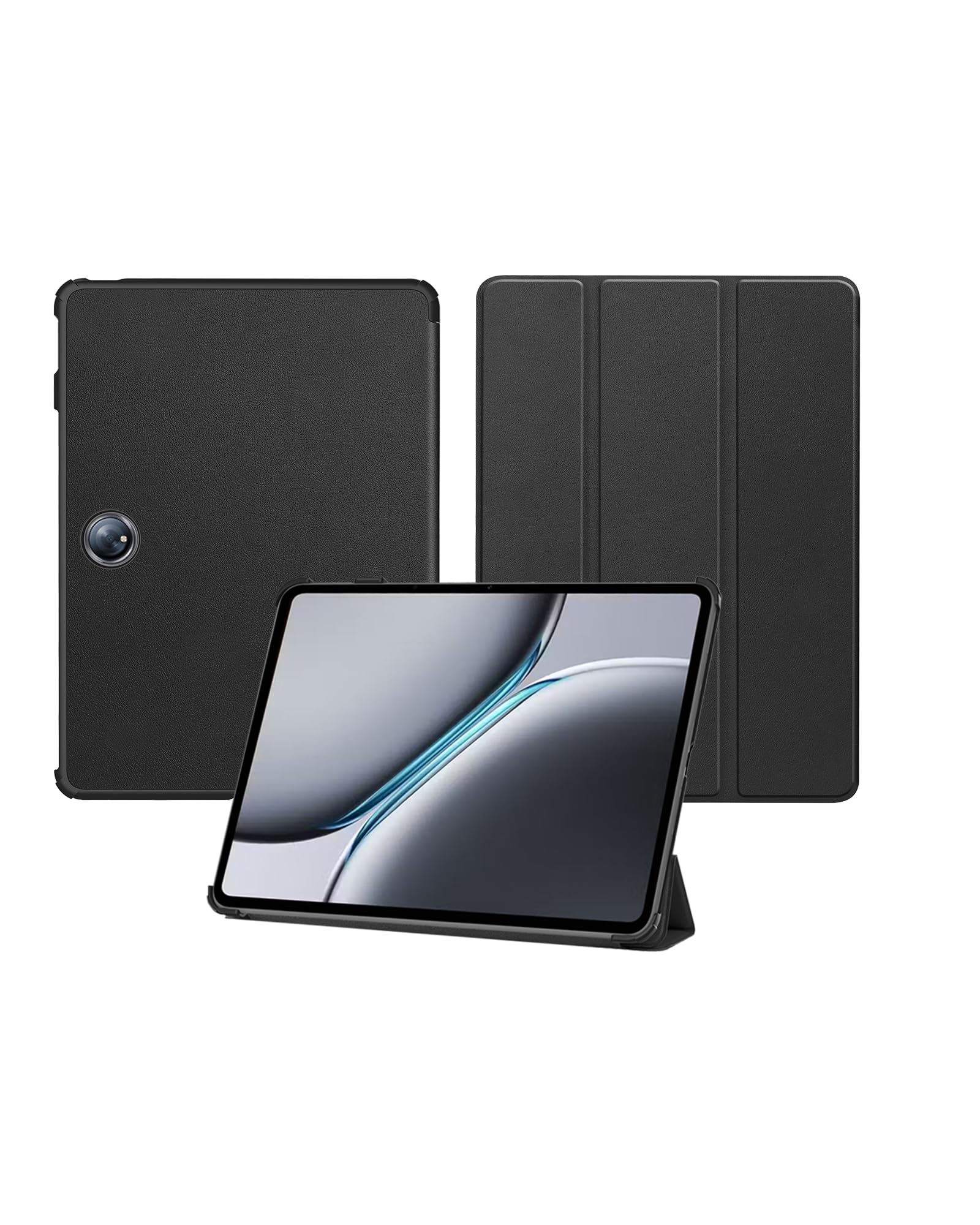 for OnePlus Pad 2 12.1" Tablet Case,Ultra Slim PU Leather Folding Protective Cover Case with Trifold Stand Soft TPU Back Shell,Full Protection, Scratch Resistant for OnePlus Pad 2 2024(Black)