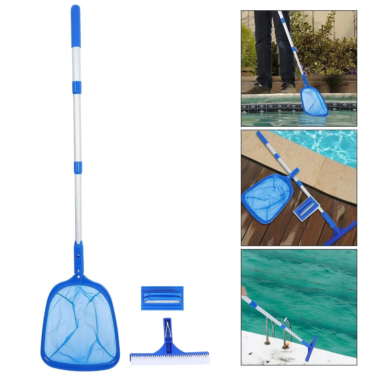 Cepillo De Piscina Kit de Limpieza Piscinas | Skimmer de red for piscina y cepillo for piscina con poste