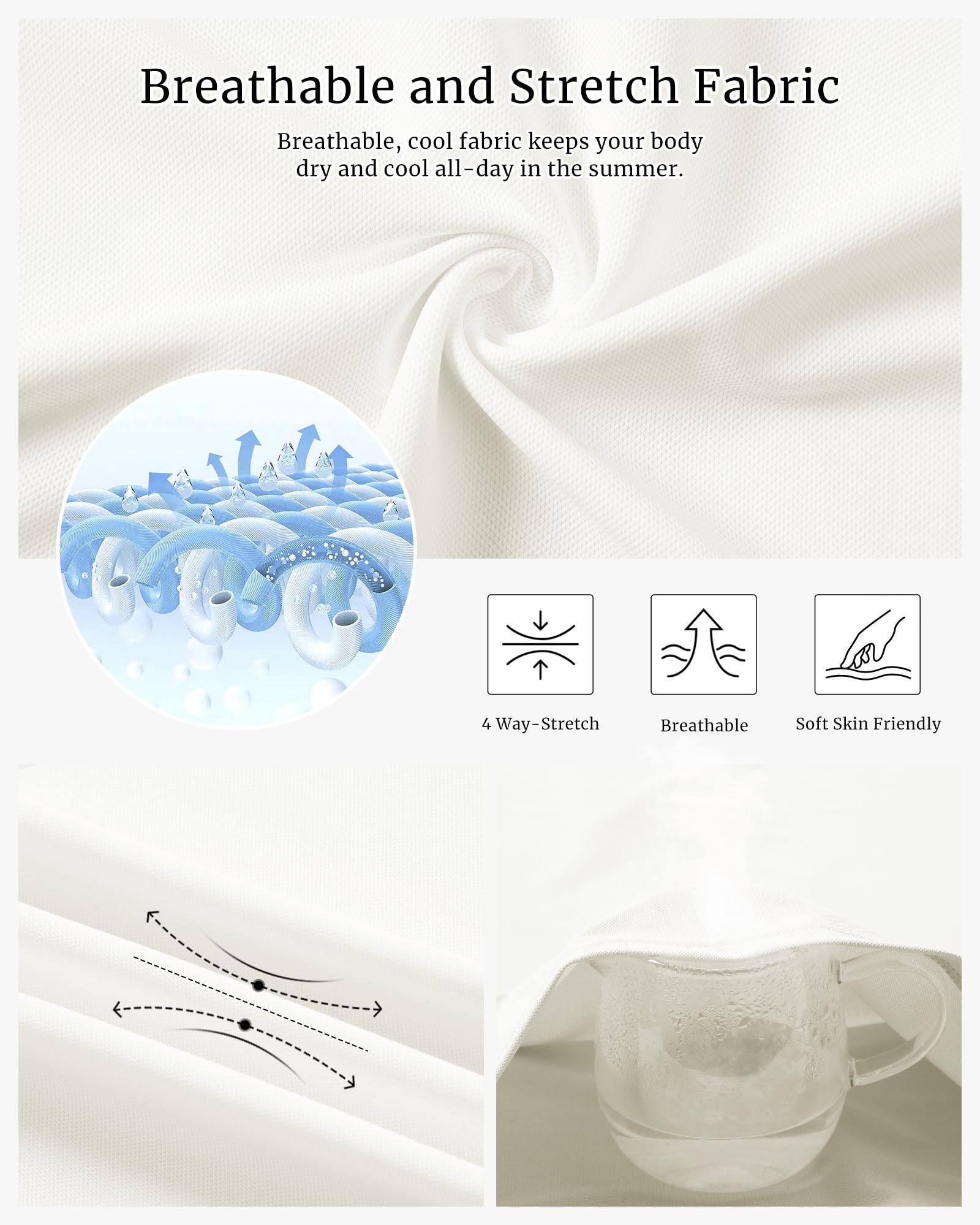33,000ft Polo de golf pour femme - Protection solaire - Protection UV - T-shirt d'été à manches courtes - Séchage rapide - Performance - Pour l'extérieur - Respirant - Fonctionnel - Pour le golf, le
