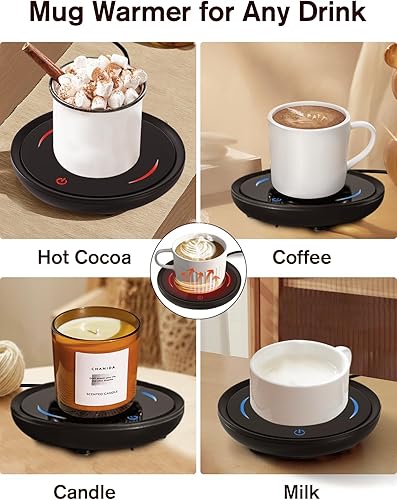 Miniatura 3 de PUSEE Plato calentador de velas grande con 2 ajustes de temperatura, calentador de taza de café con apagado automático, calentador de cera de