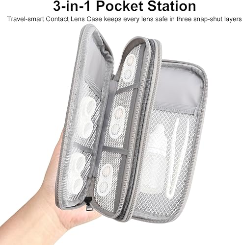 Miniatura 3 de LynxLink Funda para lentes de contacto de viaje para 8 contactos desechables diarios, solución portátil 3 en 1 para lentes de contacto y funda de