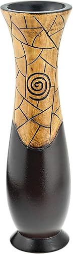 AeraVida Jarrón de madera tallada a mano con acento en espiral para decoración tropical y decorativa del hogar con un ambiente único y elegante de
