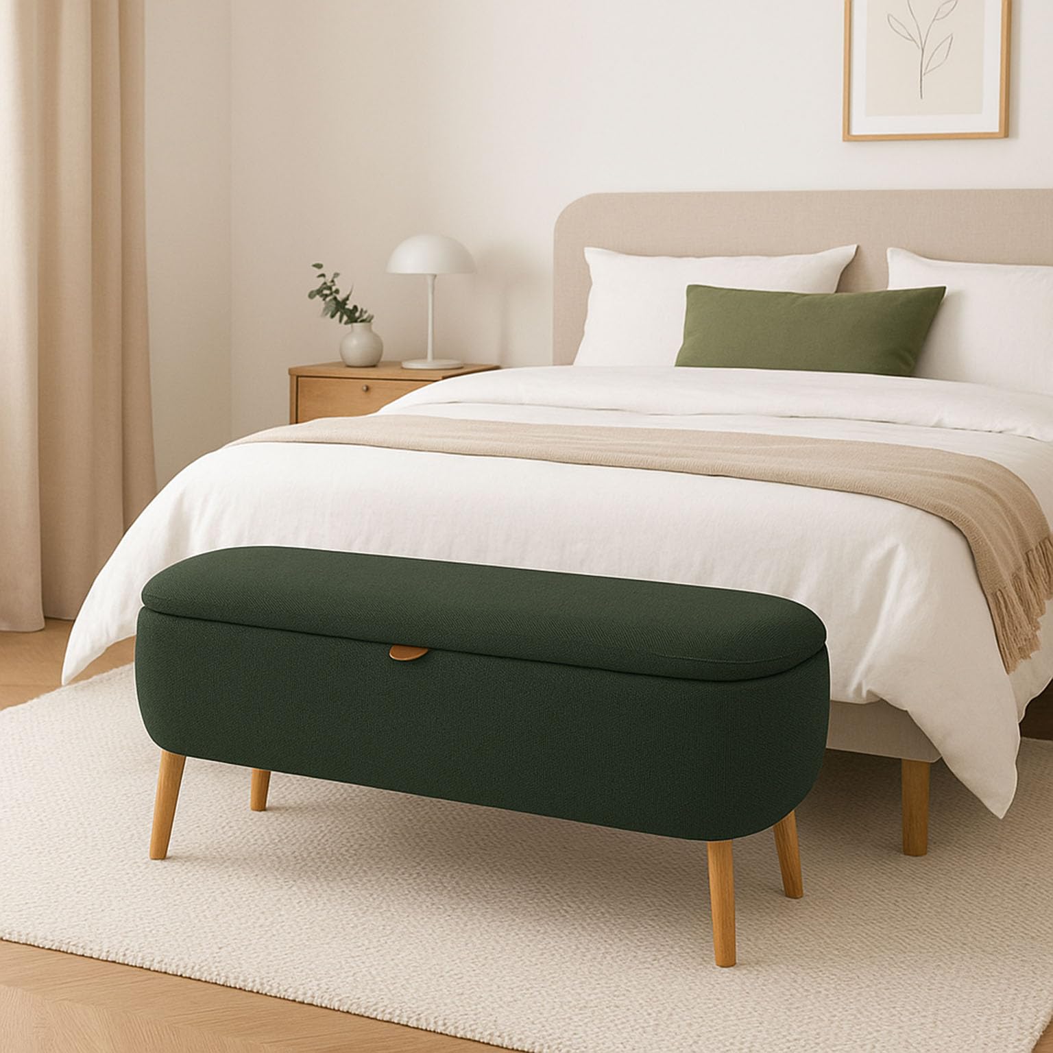 Panca per piedi da letto Versa Maniko Chic Style, dimensioni (A x L x P) 45 x 94 x 37 cm, verde