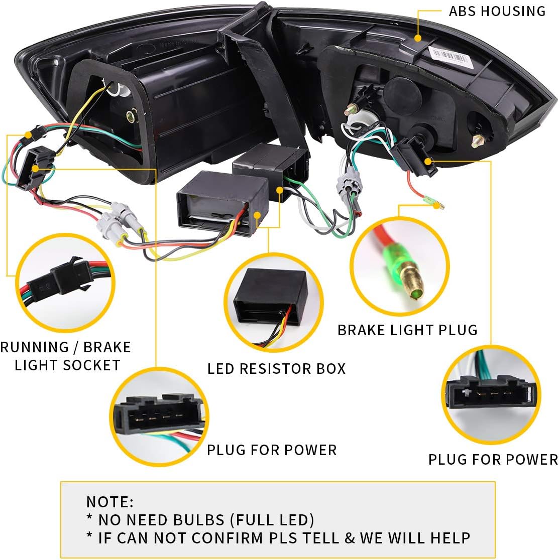 VLAND LED Tail Lights Fit for 2011-2014 Jetta/Sagitar 6th Gen(A6), Plug and Play, NOT Fit For LED Models, Smoked Lens Style