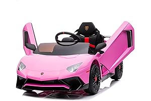 Kidzone Electric Pink Lamborghini Aventador Ride-On Car with Interactive Features and Remote Control