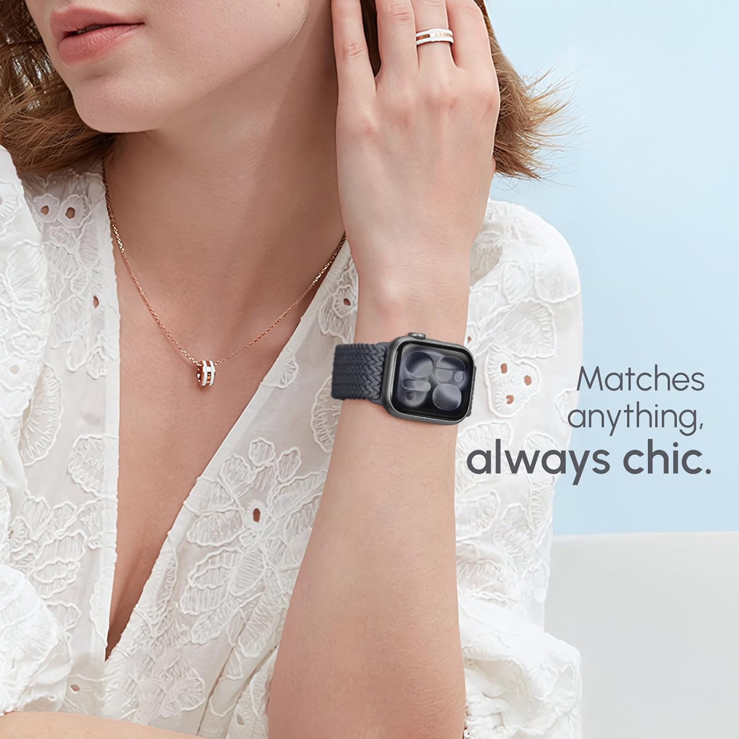 Braided Stretchy Band Compatible with Apple Watch Bands 38mm 40mm 41mm 42mm 44mm 45mm 46mm 49mm Women Men, Soft Nylon Sport Elastic Strap for iWatch Band Series 11 10 SE 9 8 7 6 5 4 Ultra 3 2 1 - Image 6