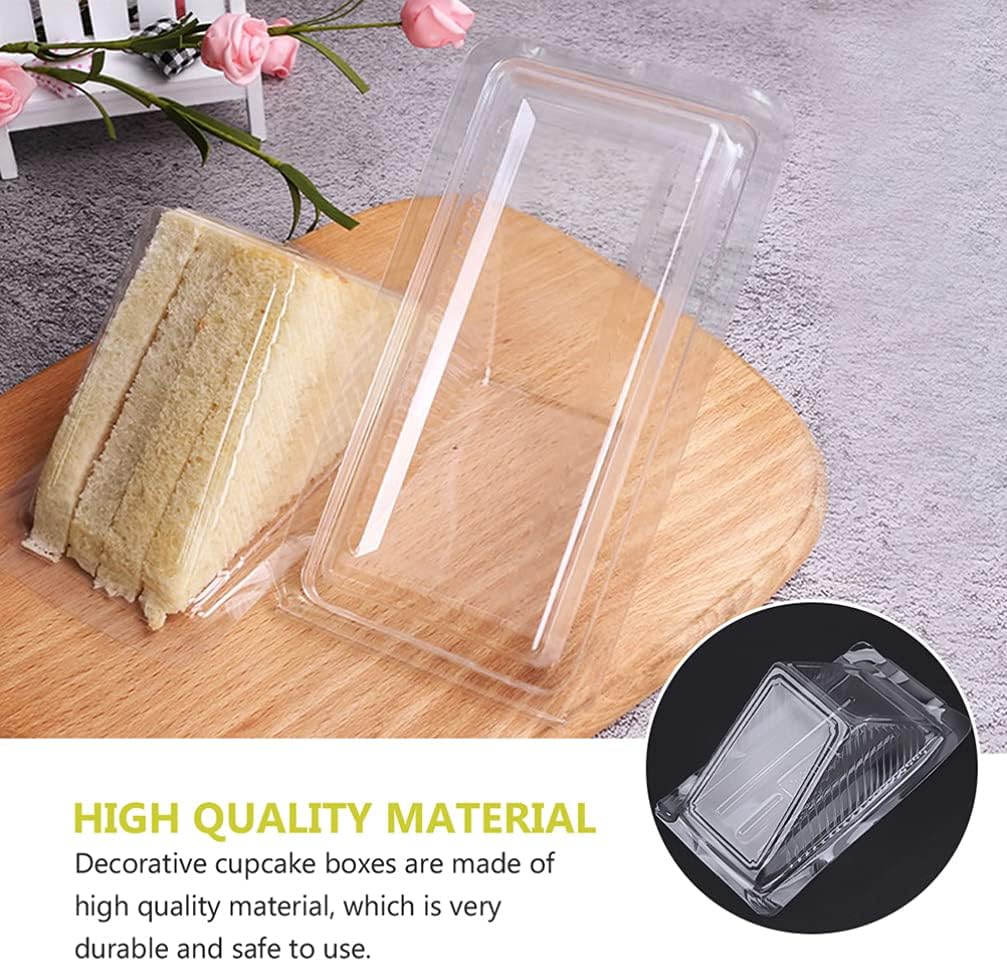 50pcs cake slice container Plastic Triangle Sandwich Container Clear Sandwich Cupcake Containers with Lid Small Sandwich Wedge Box for Cheese Pie cake pies holder Cake cheesecake pie containers