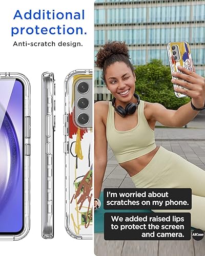 Miniatura 4 de AICase Funda transparente para Samsung Galaxy A54 de cuerpo completo resistente con protector de pantalla de vidrio templado, parachoques delgado,